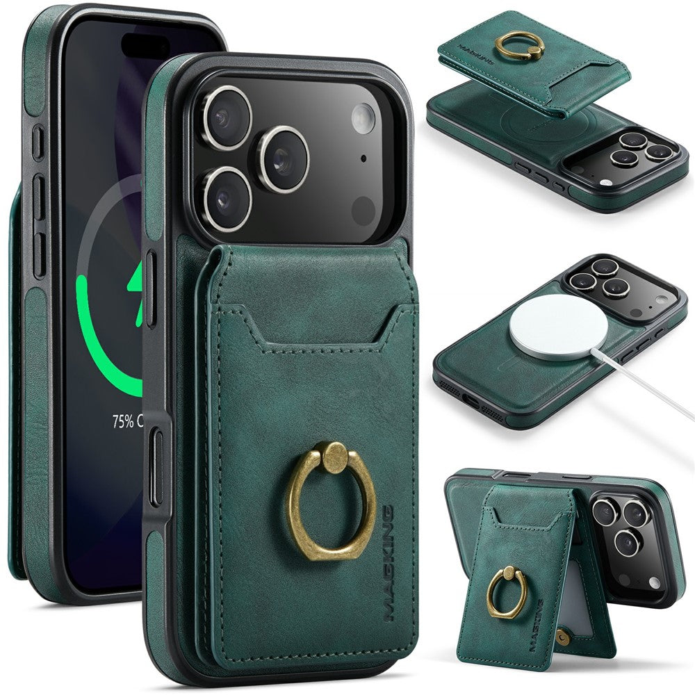 MAGKING K1 Series For iPhone 18 Pro Max / 17 Pro Max Magnetic Case PC + TPU + PU Phone Cover with Card Holder