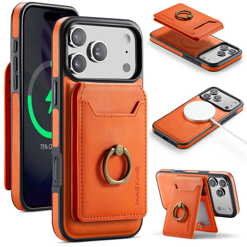 MAGKING K1 Series For iPhone 18 Pro Max / 17 Pro Max Magnetic Case PC + TPU + PU Phone Cover with Card Holder
