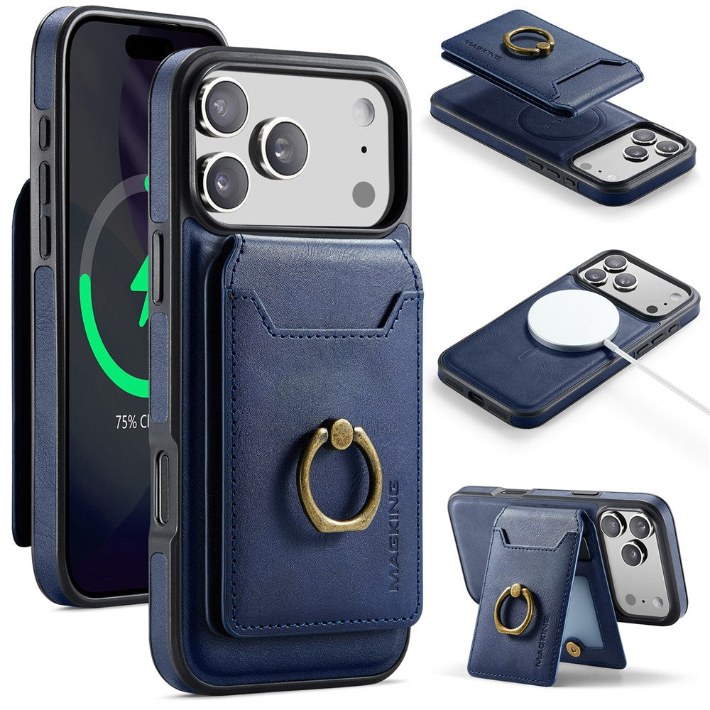 MAGKING K1 Series For iPhone 18 Pro Max / 17 Pro Max Magnetic Case PC + TPU + PU Phone Cover with Card Holder