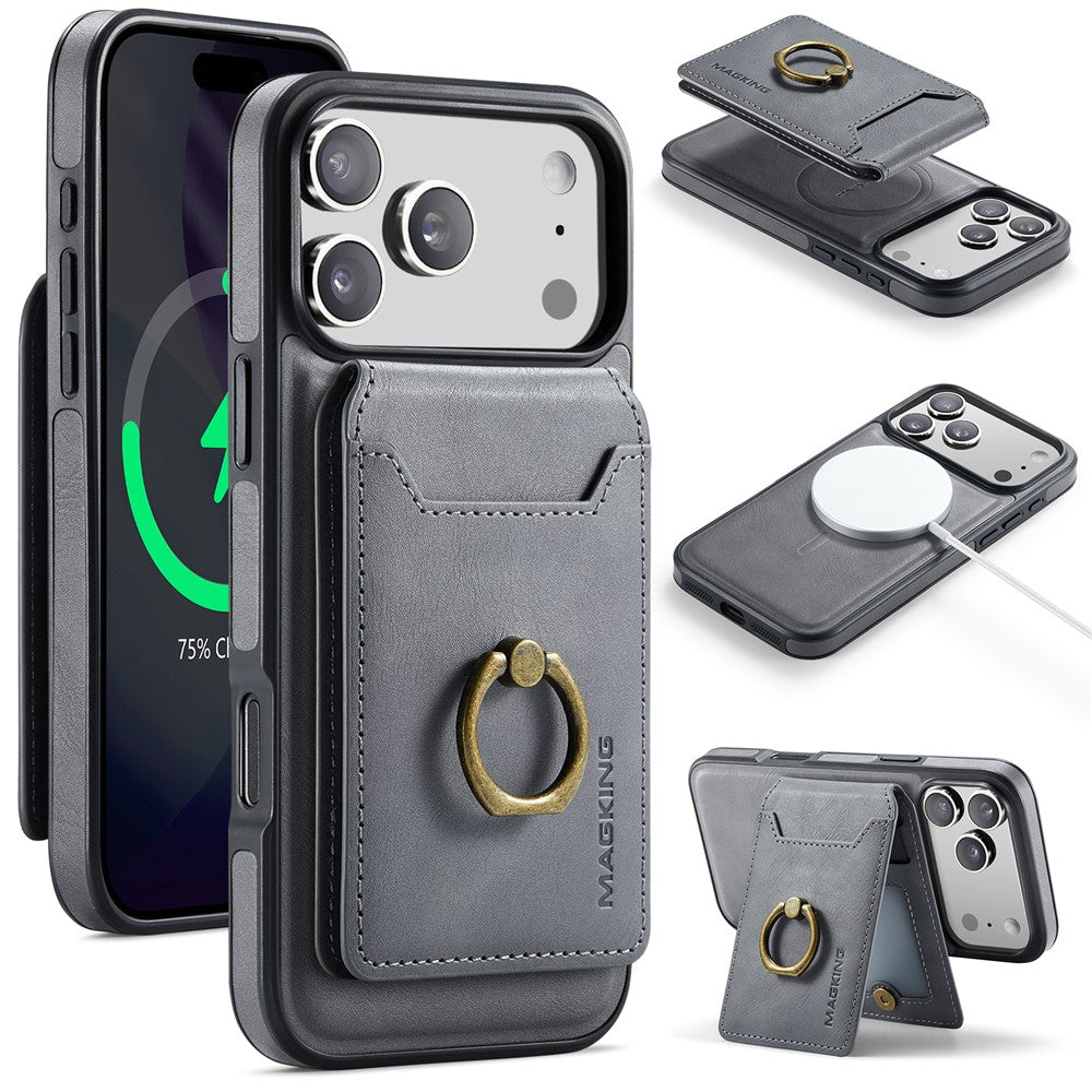 MAGKING K1 Series For iPhone 18 Pro Max / 17 Pro Max Magnetic Case PC + TPU + PU Phone Cover with Card Holder