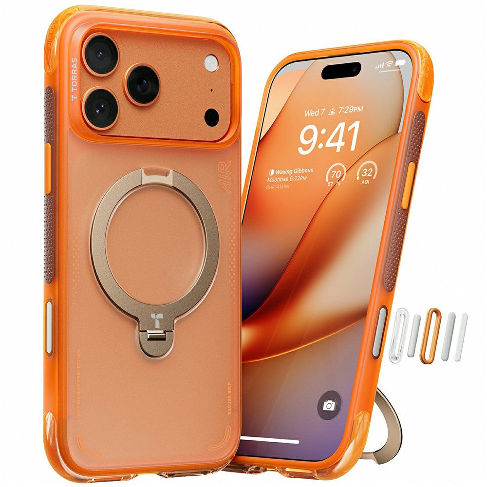 TORRAS Ostand Q3 Air Series For iPhone 17 Pro Max Case Compatible with MagSafe Shockproof PC + TPU Phone Cover with Kickstand