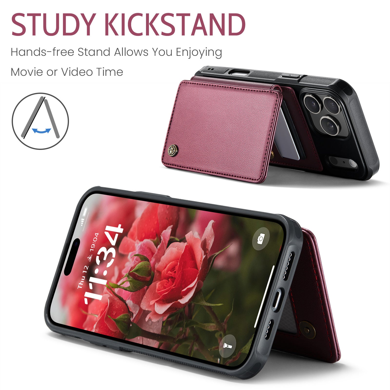CASEME For iPhone 18 Pro / 17 Pro Case with RFID Blocking 5 Card Slots  C22 Leather Back Cover