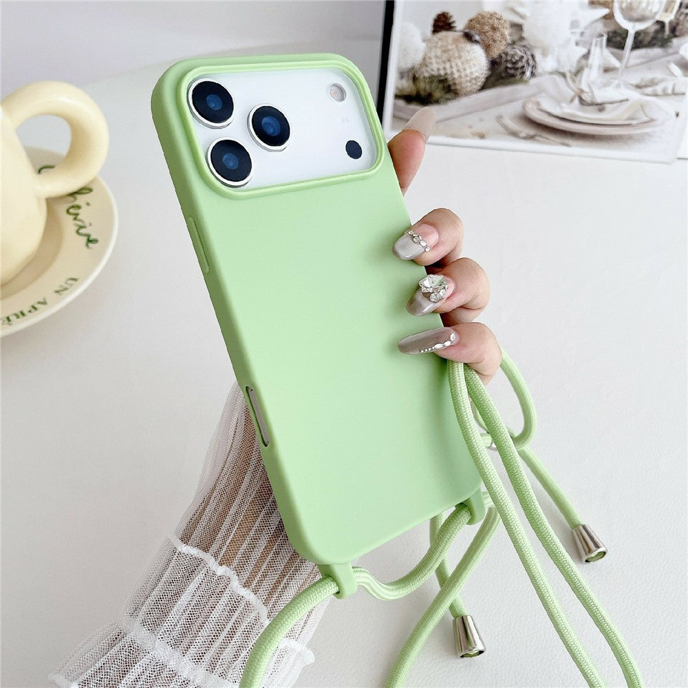 For iPhone 18 Pro / 17 Pro Case Liquid Silicone Protective Phone Cover with Crossbody Lanyard