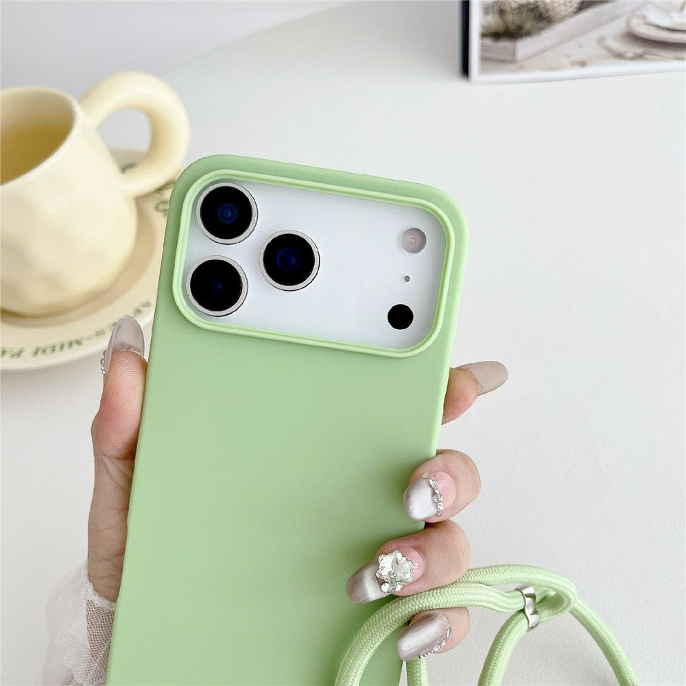 For iPhone 18 Pro / 17 Pro Case Liquid Silicone Protective Phone Cover with Crossbody Lanyard
