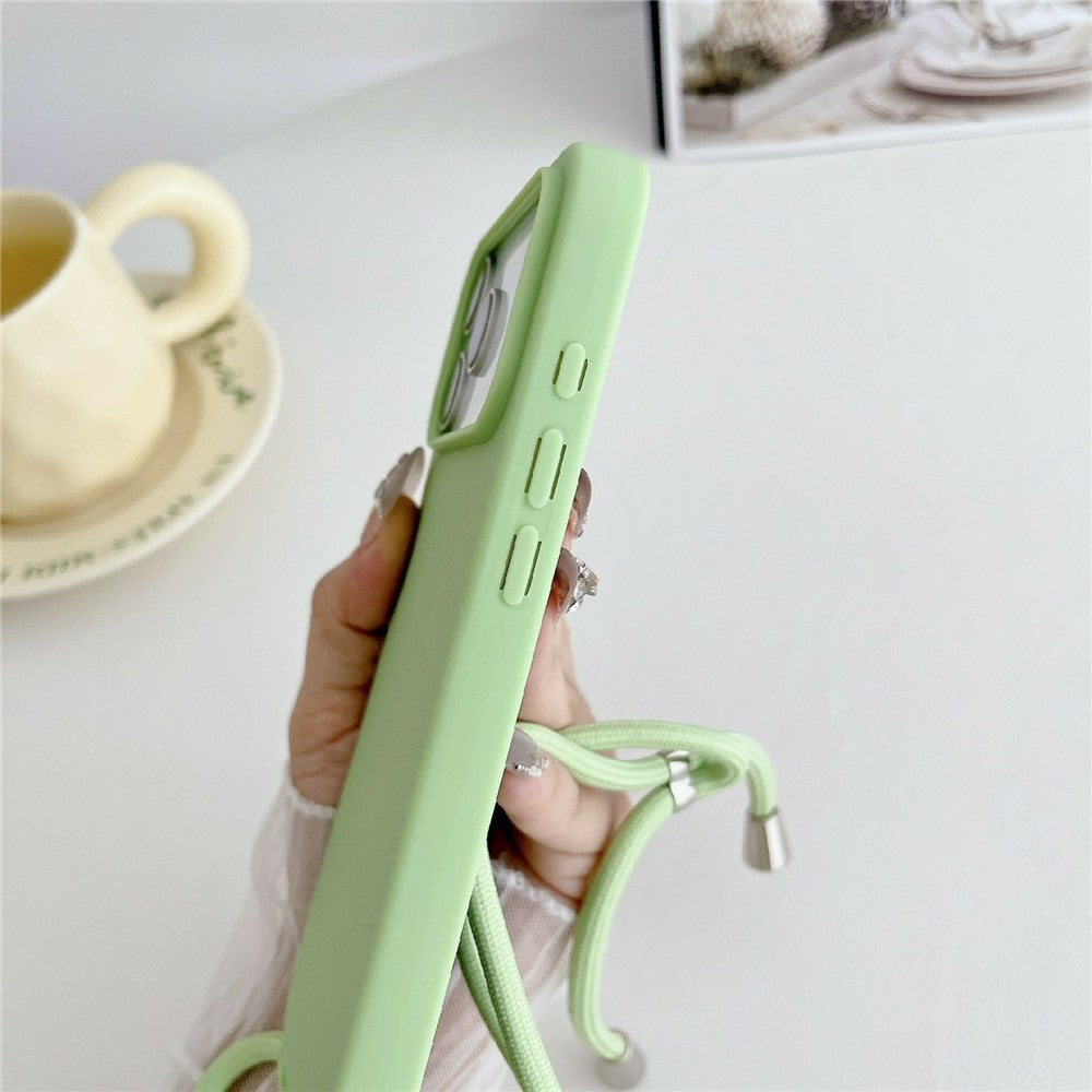 For iPhone 18 Pro / 17 Pro Case Liquid Silicone Protective Phone Cover with Crossbody Lanyard
