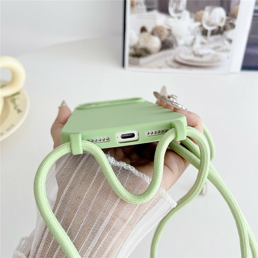For iPhone 18 Pro / 17 Pro Case Liquid Silicone Protective Phone Cover with Crossbody Lanyard