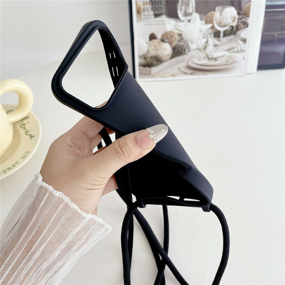 For iPhone 18 Pro / 17 Pro Case Liquid Silicone Protective Phone Cover with Crossbody Lanyard