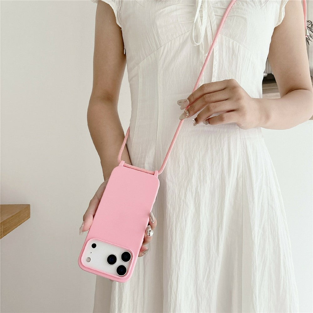 For iPhone 18 Pro / 17 Pro Case Liquid Silicone Protective Phone Cover with Crossbody Lanyard