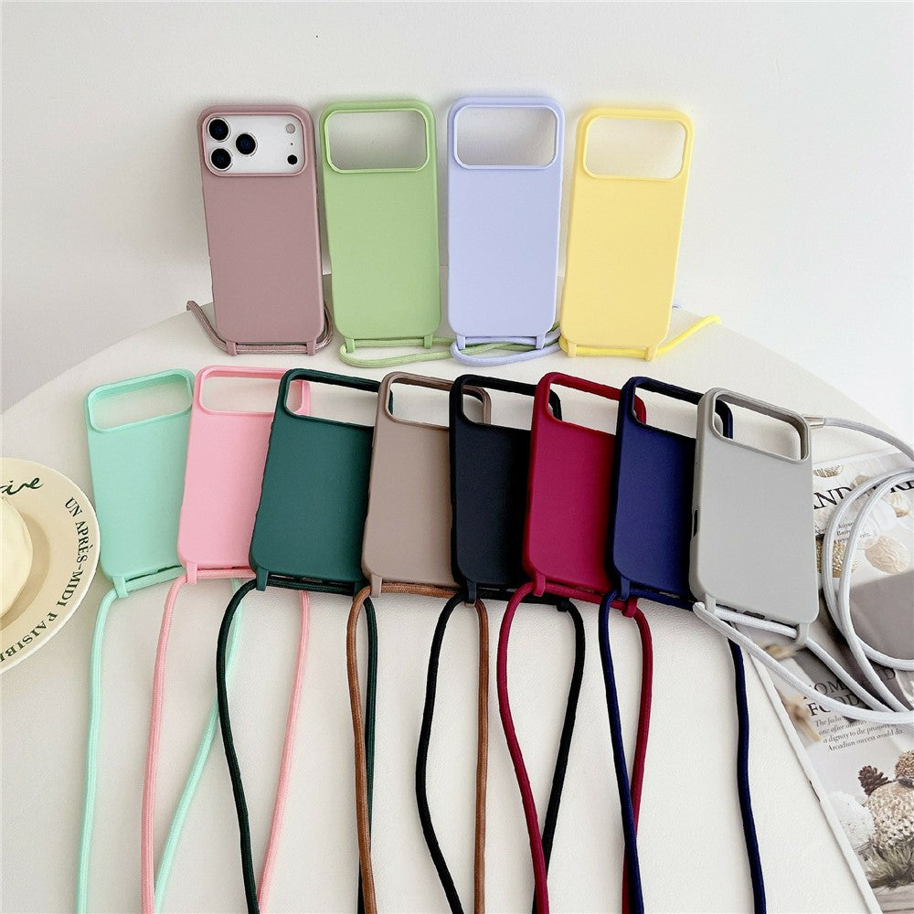 For iPhone 18 Pro / 17 Pro Case Liquid Silicone Protective Phone Cover with Crossbody Lanyard