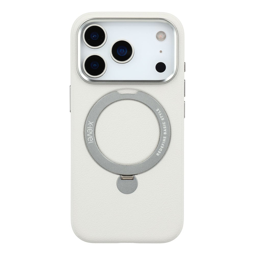 X-LEVEL For iPhone 17 Pro Magnetic Case Kickstand PC + PU Phone Back Cover
