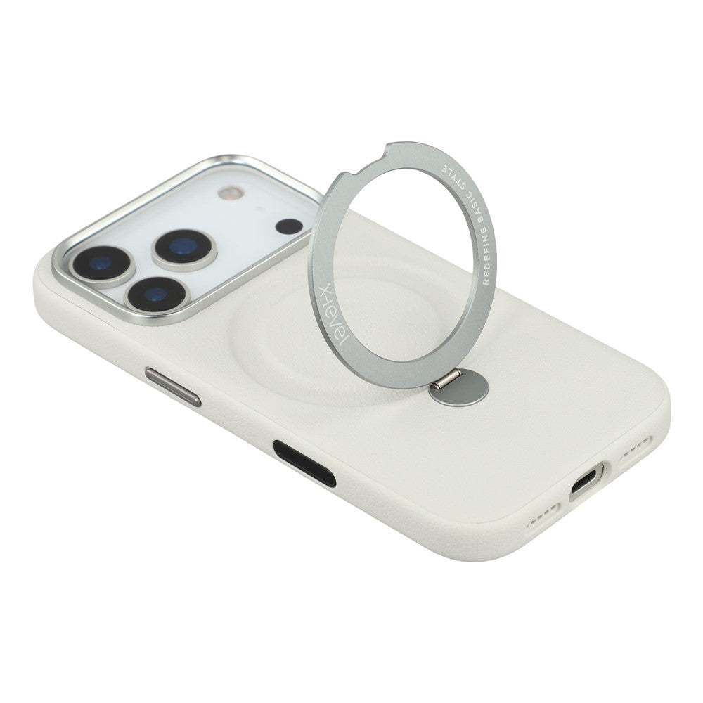 X-LEVEL For iPhone 17 Pro Magnetic Case Kickstand PC + PU Phone Back Cover