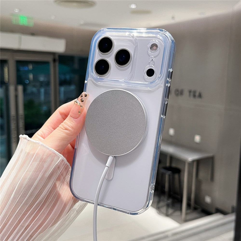 For iPhone 17 Pro Magnetic Clear Case PC +TPU Hybrid Phone Cover Compatible with MagSafe