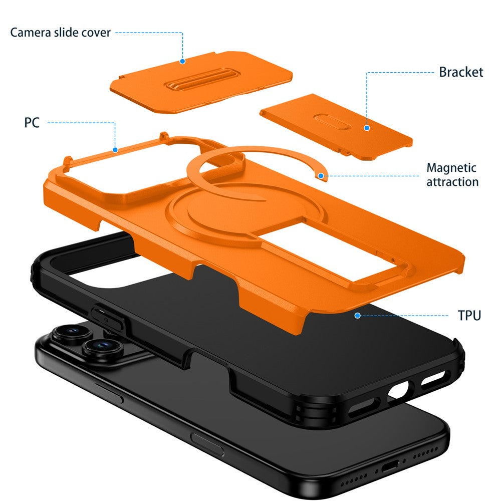 For iPhone 18 Pro Max / 17 Pro Max Case Kickstand Camera Slider PC + TPU Phone Cover Compatible with MagSafe