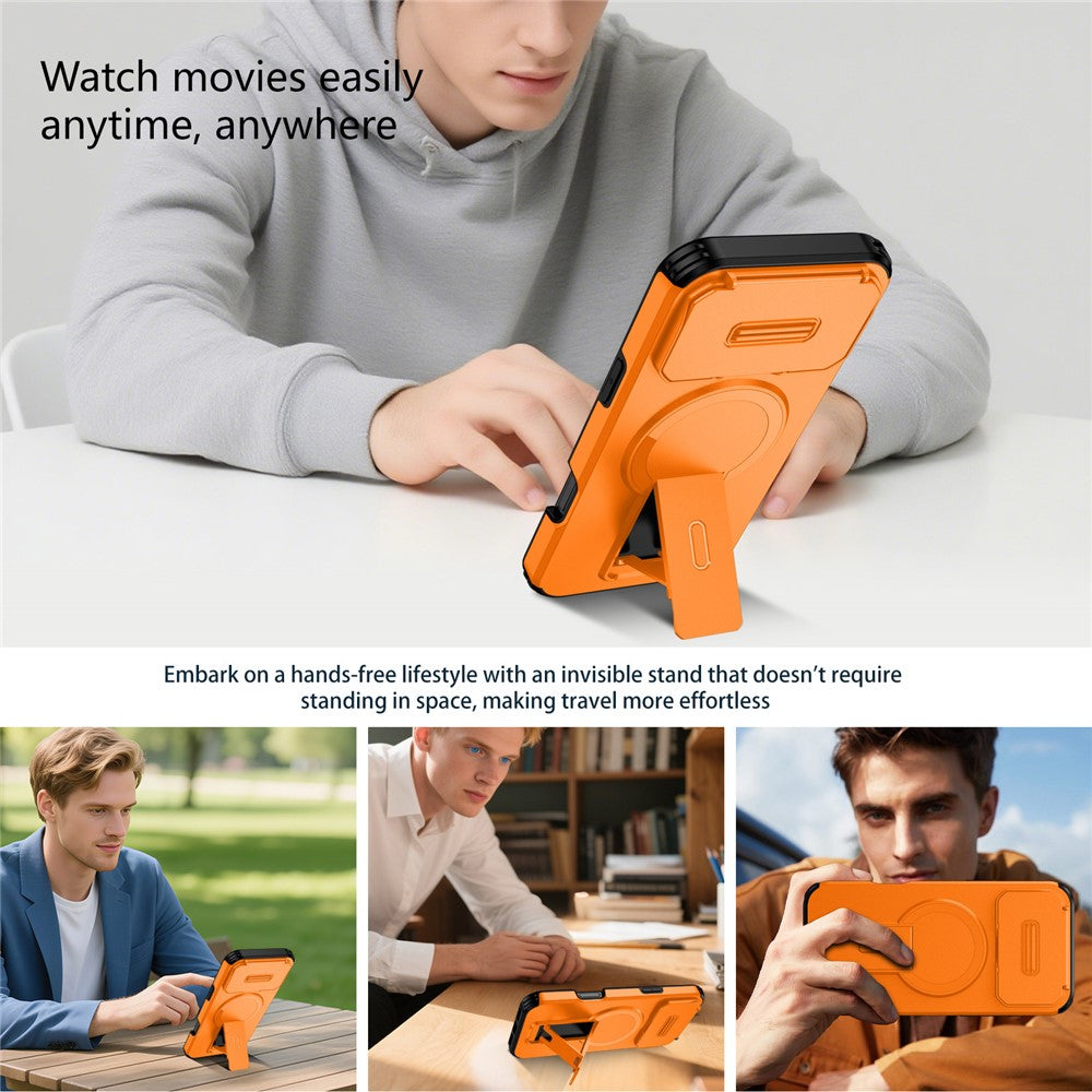 For iPhone 18 Pro Max / 17 Pro Max Case Kickstand Camera Slider PC + TPU Phone Cover Compatible with MagSafe