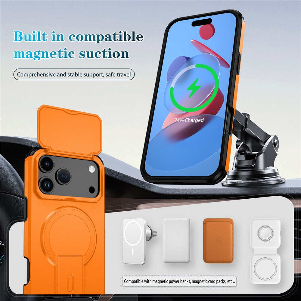 For iPhone 18 Pro Max / 17 Pro Max Case Kickstand Camera Slider PC + TPU Phone Cover Compatible with MagSafe