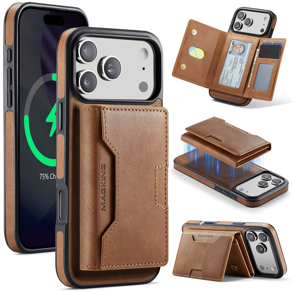 MAGKING K4 Series For iPhone 18 Pro / 17 Pro Case Compatible with MagSafe Detachable Wallet PU TPU PC Phone Cover