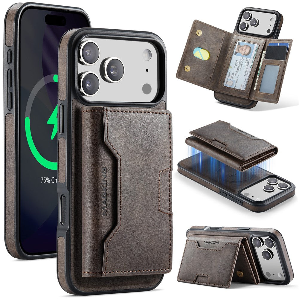 MAGKING K4 Series For iPhone 18 Pro / 17 Pro Case Compatible with MagSafe Detachable Wallet PU TPU PC Phone Cover