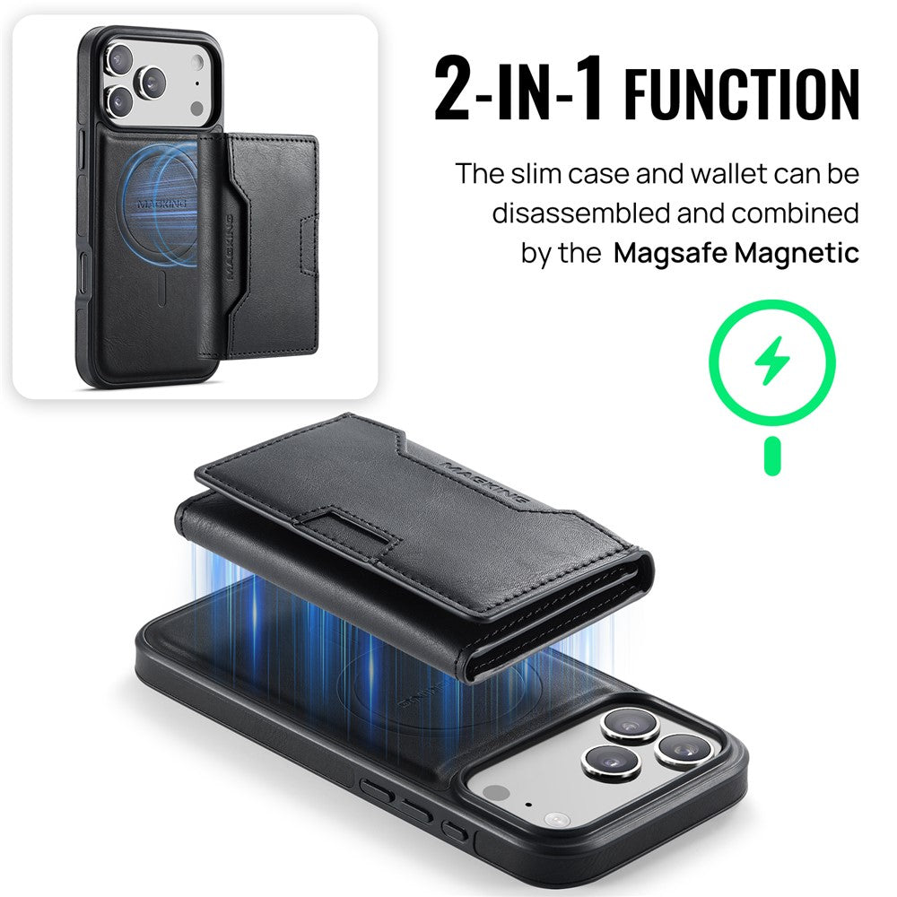 MAGKING K4 Series For iPhone 18 Pro Max / 17 Pro Max Case Compatible with MagSafe Detachable Wallet PU TPU PC Phone Cover