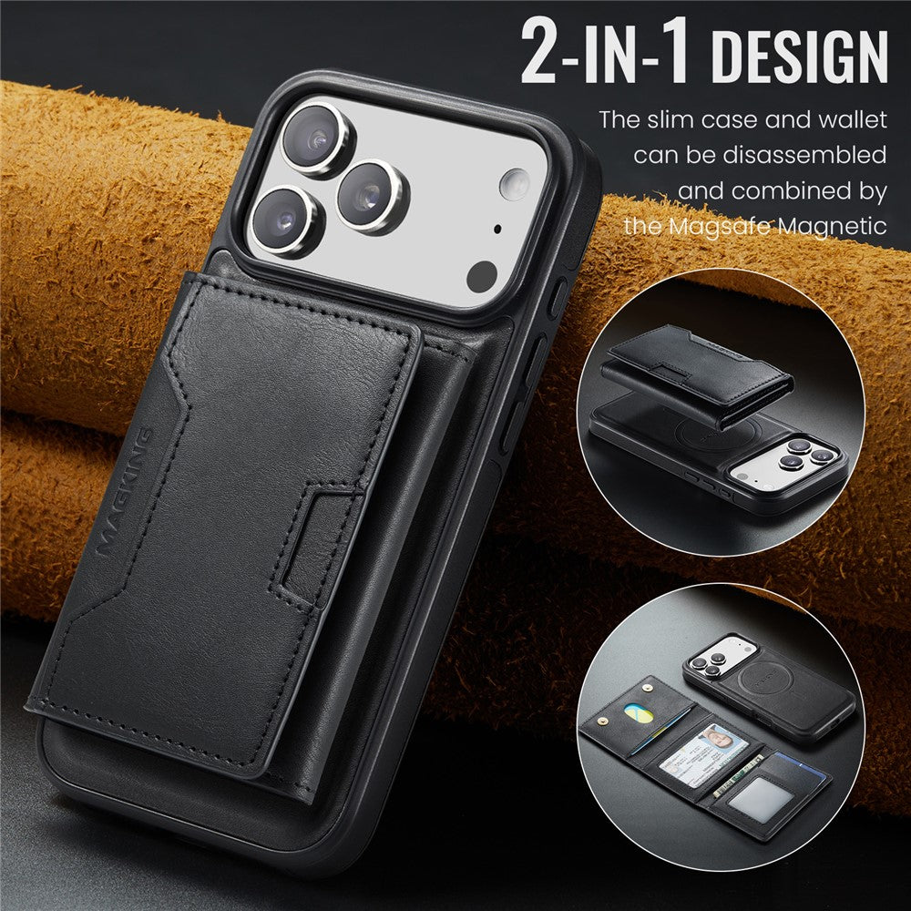 MAGKING K4 Series For iPhone 18 Pro Max / 17 Pro Max Case Compatible with MagSafe Detachable Wallet PU TPU PC Phone Cover