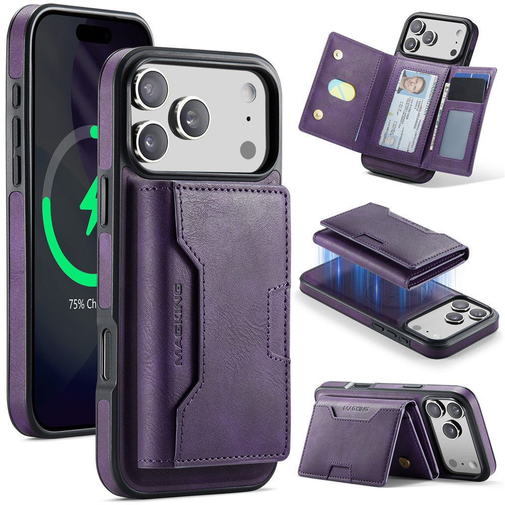 MAGKING K4 Series For iPhone 18 Pro Max / 17 Pro Max Case Compatible with MagSafe Detachable Wallet PU TPU PC Phone Cover