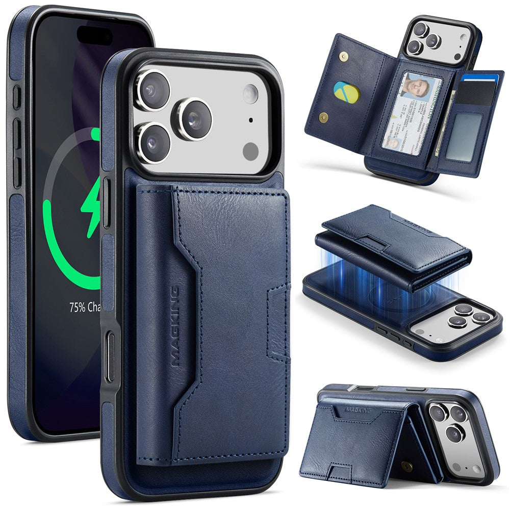 MAGKING K4 Series For iPhone 18 Pro Max / 17 Pro Max Case Compatible with MagSafe Detachable Wallet PU TPU PC Phone Cover