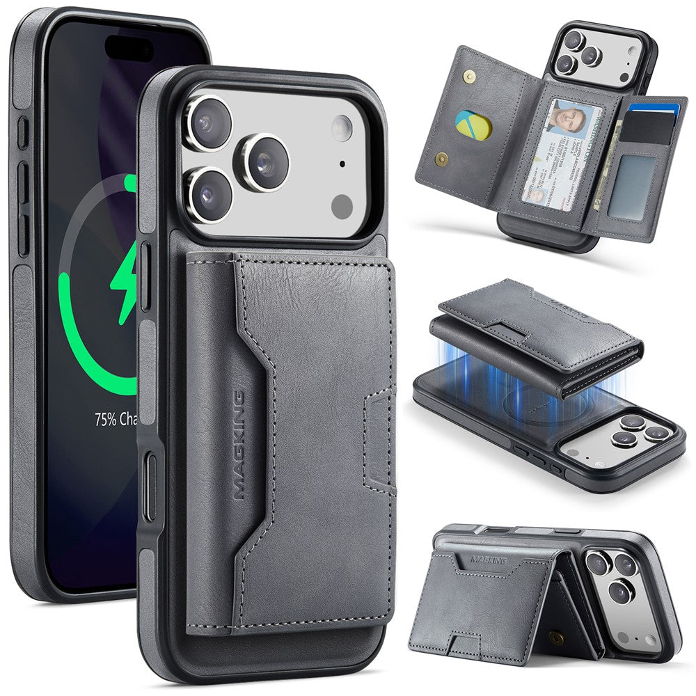 MAGKING K4 Series For iPhone 18 Pro Max / 17 Pro Max Case Compatible with MagSafe Detachable Wallet PU TPU PC Phone Cover