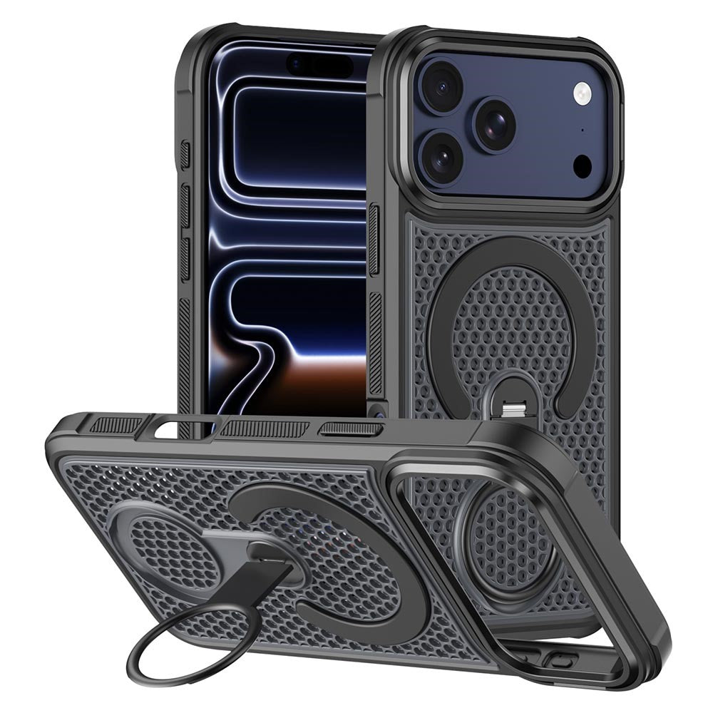 iPhone 17 Pro Max Honeycomb Case with 360° Ring Kickstand