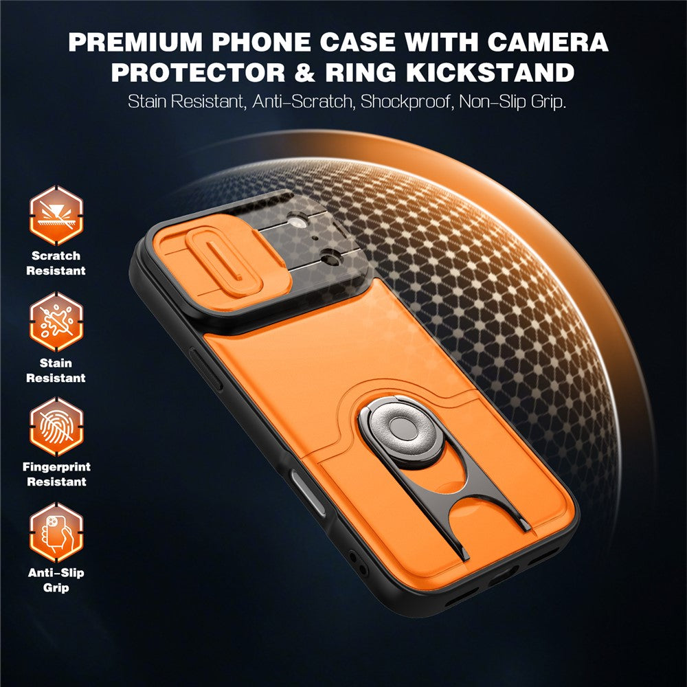 For iPhone 17 Pro Max Case with Slide Camera Cover Kickstand PC + TPU Protective Phone Shell