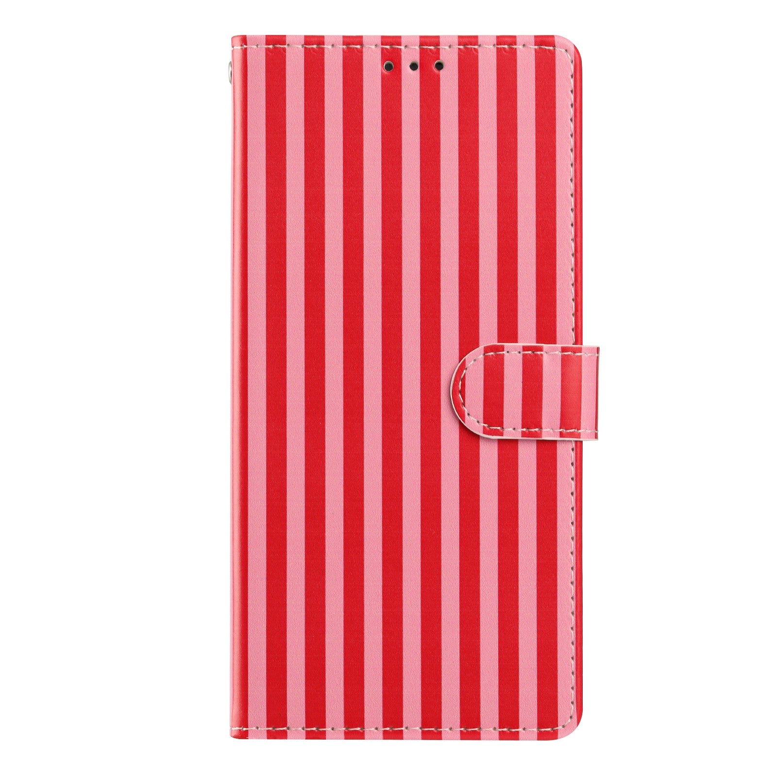 For iPhone 15 Pro Wallet Case Vintage Stripes Leather Stand Flip Phone Cover with Wrist Strap