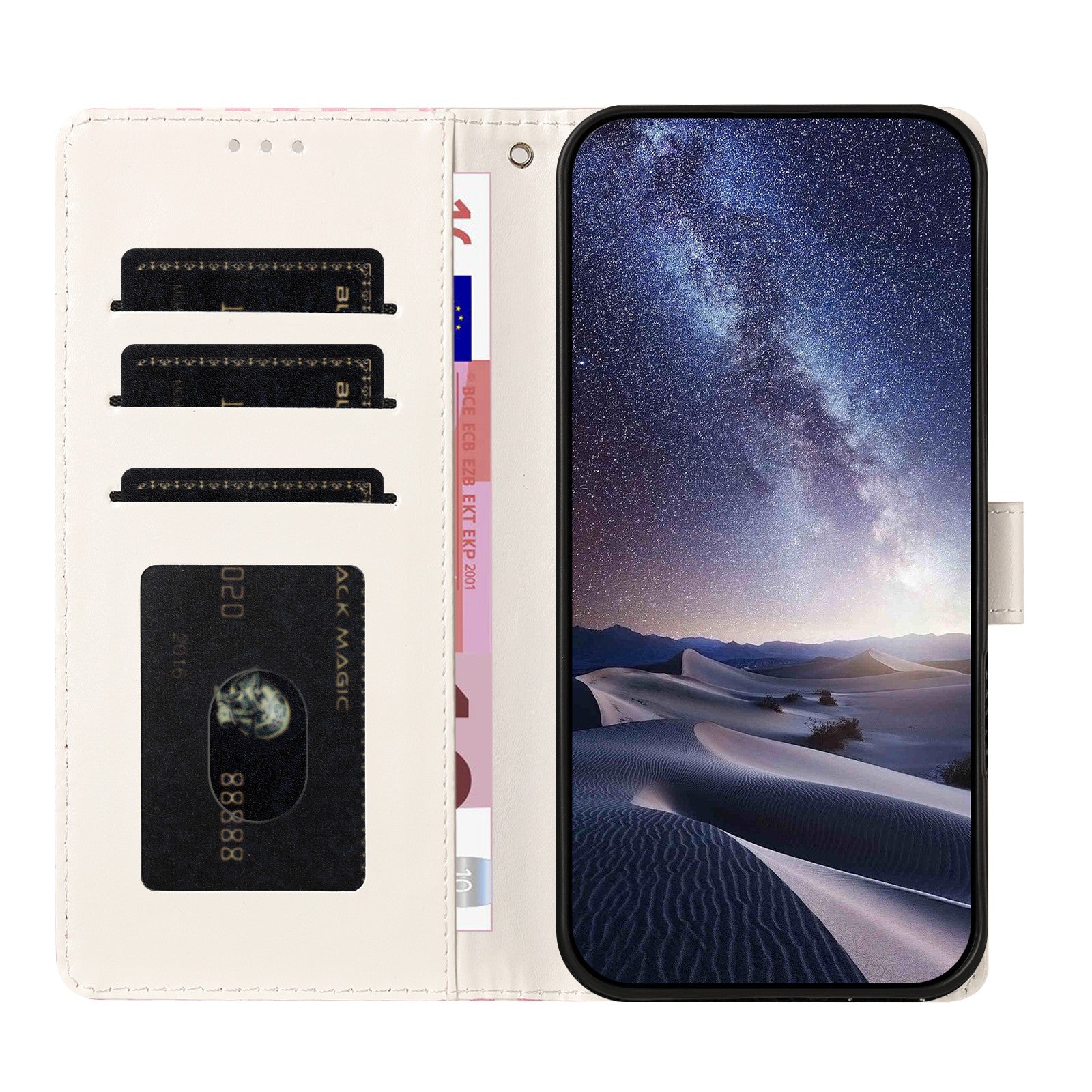 For iPhone 15 Pro Wallet Case Vintage Stripes Leather Stand Flip Phone Cover with Wrist Strap
