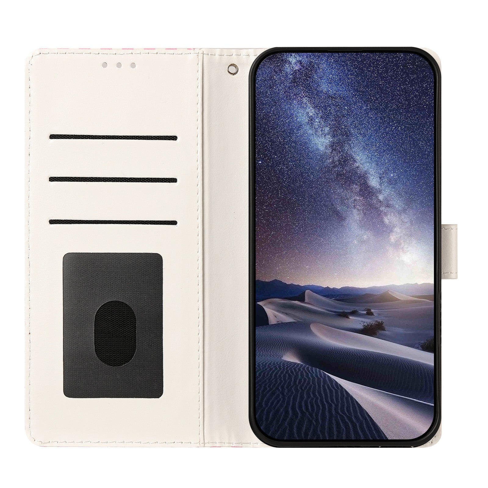For iPhone 16 Pro Wallet Case Vintage Stripes Leather Stand Flip Phone Cover with Wrist Strap