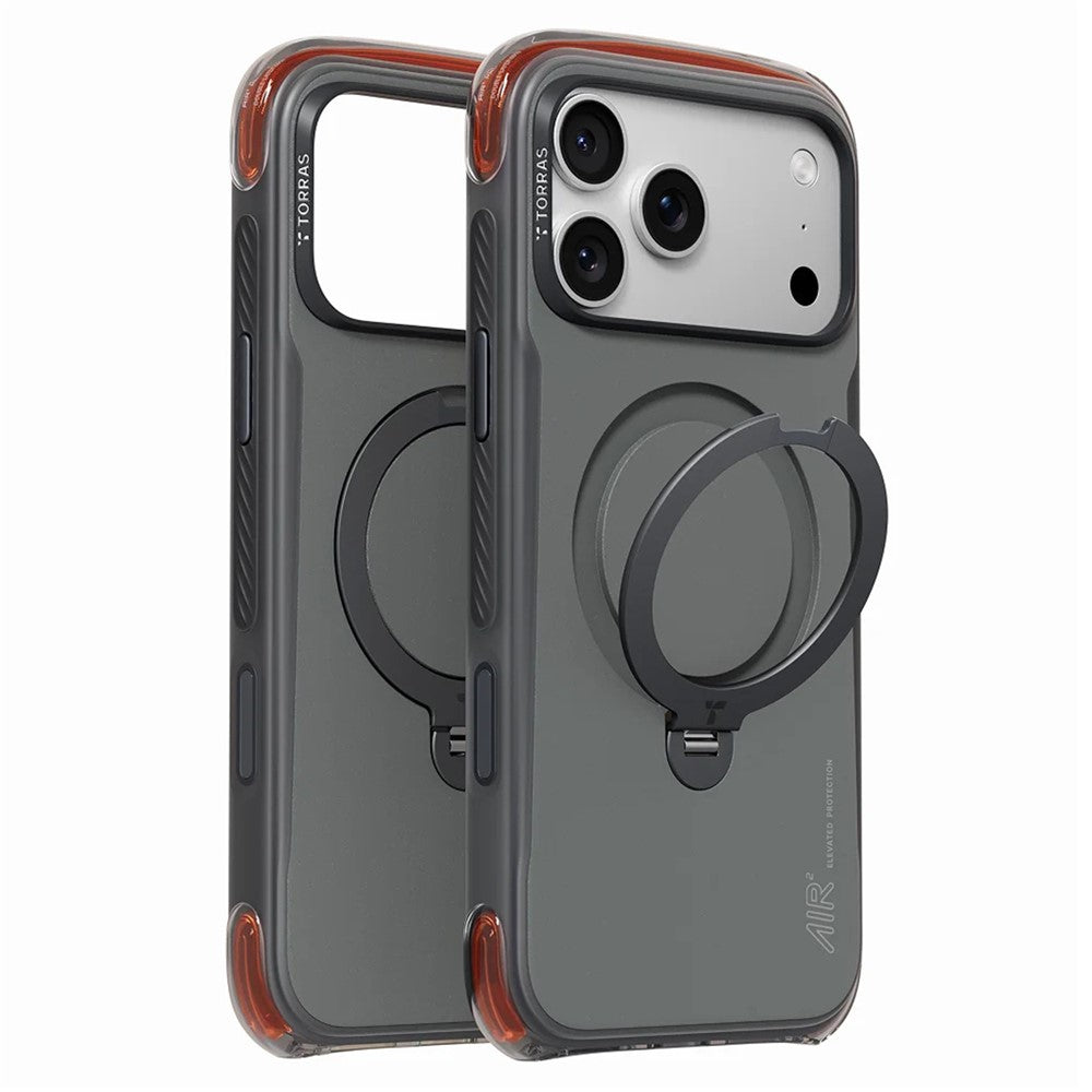 TORRAS Ostand Q3 Air Pro Series for iPhone 17 Pro Magnetic Case Rotating Kickstand Shockproof PC + TPU Phone Cover