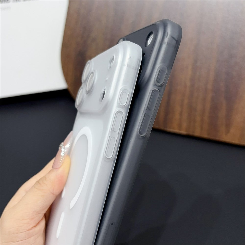 For iPhone 17 Pro Magnetic Case with Camera Lens Protector Matte PC Shockproof Phone Cover + Tempered Glass Screen Protector
