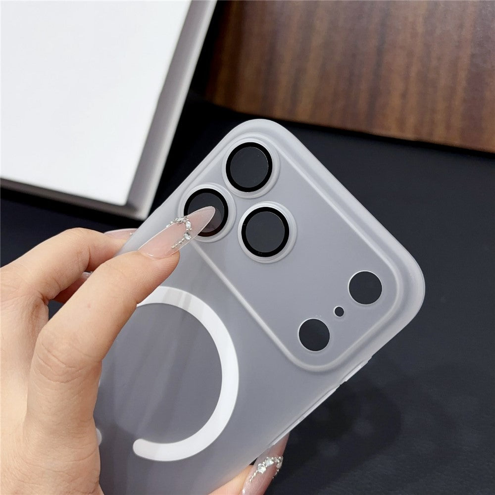 For iPhone 17 Pro Magnetic Case with Camera Lens Protector Matte PC Shockproof Phone Cover + Tempered Glass Screen Protector