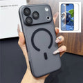 For iPhone 17 Pro Max Magnetic Case with Camera Lens Protector Matte PC Shockproof Phone Cover + Tempered Glass Screen Protector