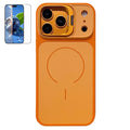For iPhone 17 Pro Max Magnetic Case Hidden Camera Kickstand PC + TPU Phone Cover with Tempered Glass Screen Protector