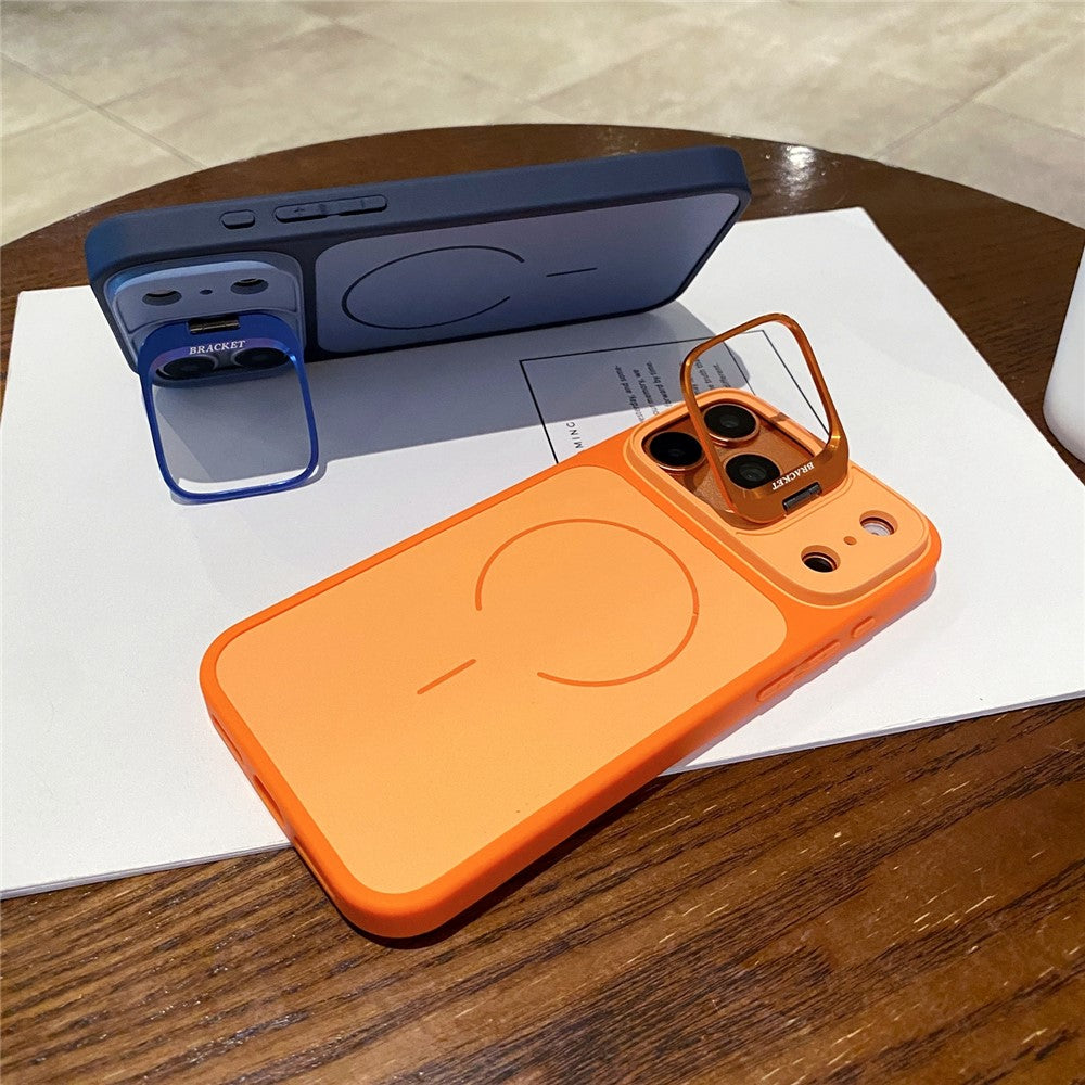 For iPhone 17 Pro Max Magnetic Case Hidden Camera Kickstand PC + TPU Phone Cover with Tempered Glass Screen Protector