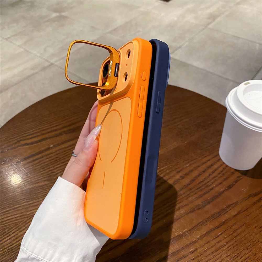 For iPhone 17 Pro Max Magnetic Case Hidden Camera Kickstand PC + TPU Phone Cover with Tempered Glass Screen Protector