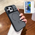 For iPhone 17 Pro Max Magnetic Case Hidden Camera Kickstand PC + TPU Phone Cover with Tempered Glass Screen Protector