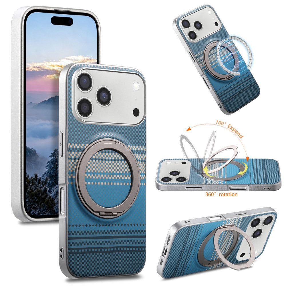 For iPhone 17 Pro Max Case Magnetic Kickstand PU Leather + PC + TPU Gradient Phone Cover
