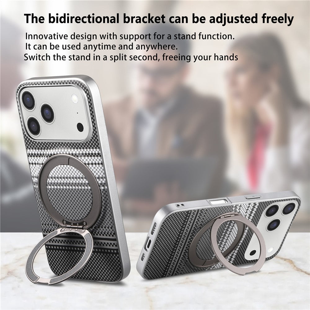 For iPhone 17 Pro Case Magnetic Kickstand PU Leather + PC + TPU Gradient Phone Cover