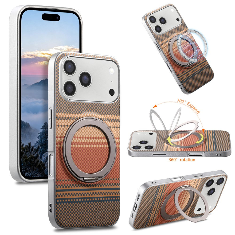 For iPhone 17 Pro Case Magnetic Kickstand PU Leather + PC + TPU Gradient Phone Cover