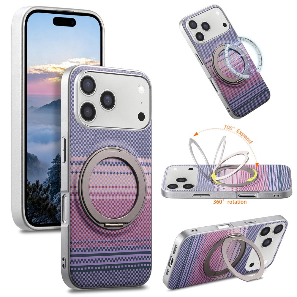 For iPhone 17 Pro Case Magnetic Kickstand PU Leather + PC + TPU Gradient Phone Cover