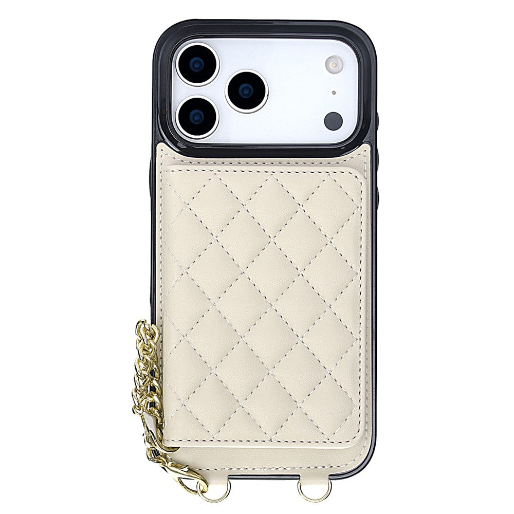 For iPhone 17 Pro Max Magnetic Case Detachable Card Holder Kickstand PU Leather Phone Back Cover with Wrist Strap + Long Strap