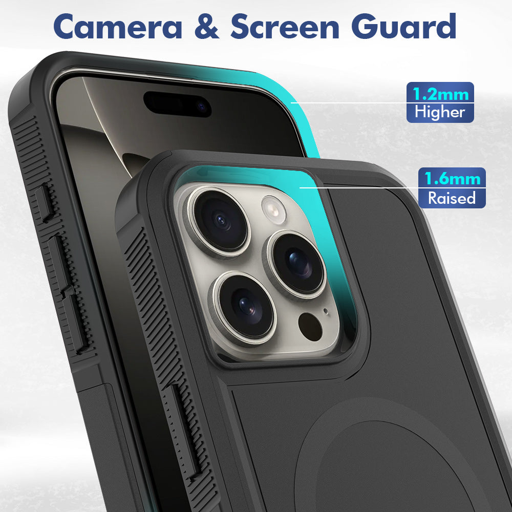 For iPhone 16 Pro Magnetic Case Dual Layer PC TPU Shockproof Phone Cover