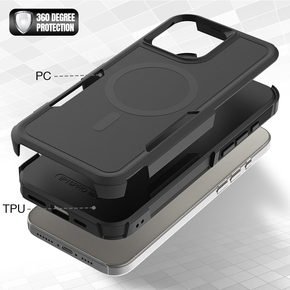 For iPhone 16 Pro Magnetic Case Dual Layer PC TPU Shockproof Phone Cover