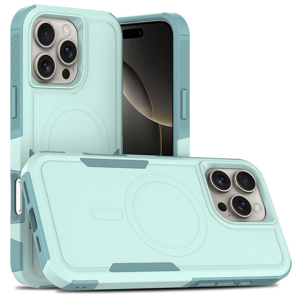 For iPhone 16 Pro Magnetic Case Dual Layer PC TPU Shockproof Phone Cover
