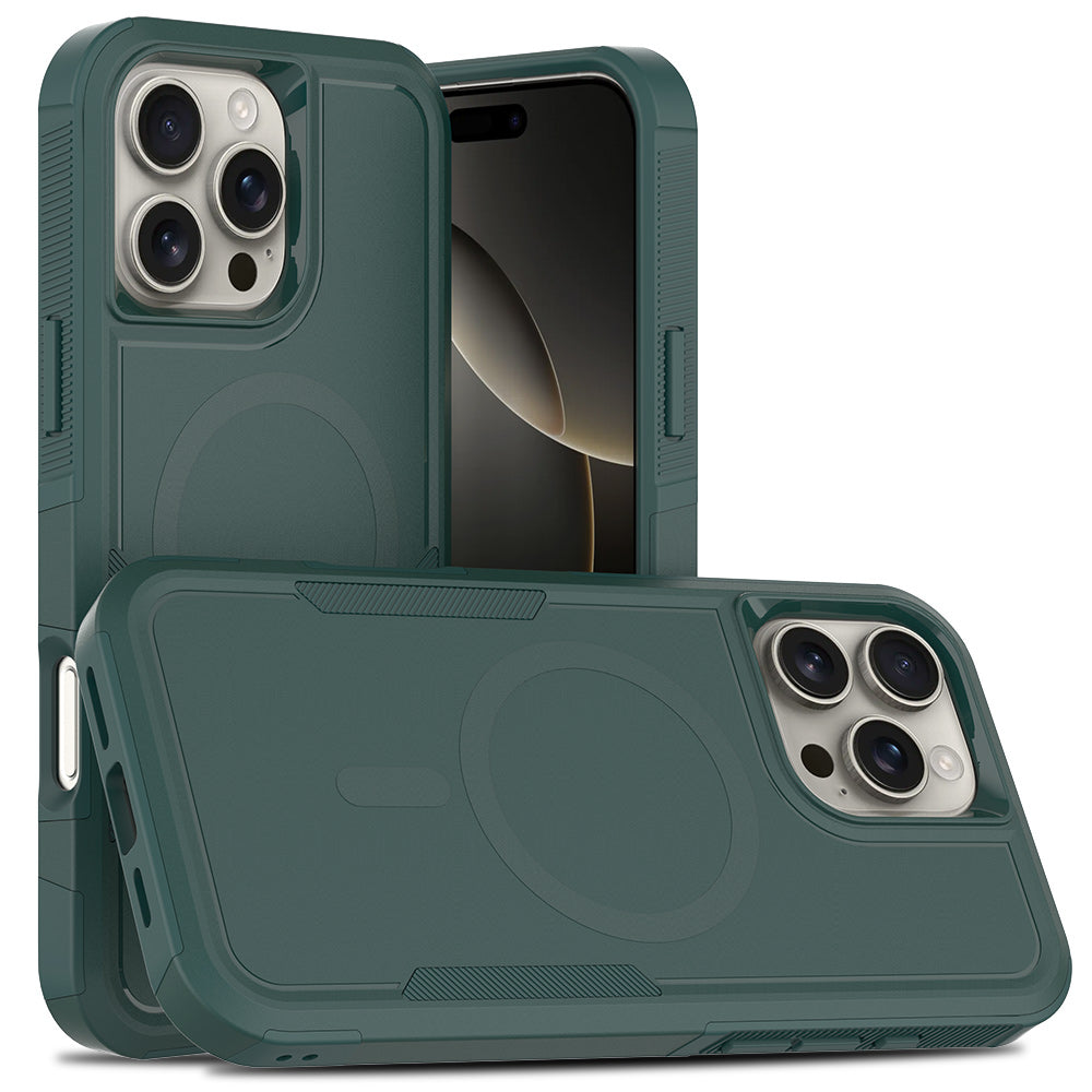 For iPhone 16 Pro Magnetic Case Dual Layer PC TPU Shockproof Phone Cover