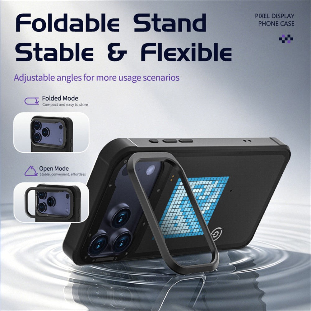 For iPhone 17 Pro Max Customizable LED Pixel Display Phone Case with 16x16 Screen Music Rhythm Sync PC+TPU Cover