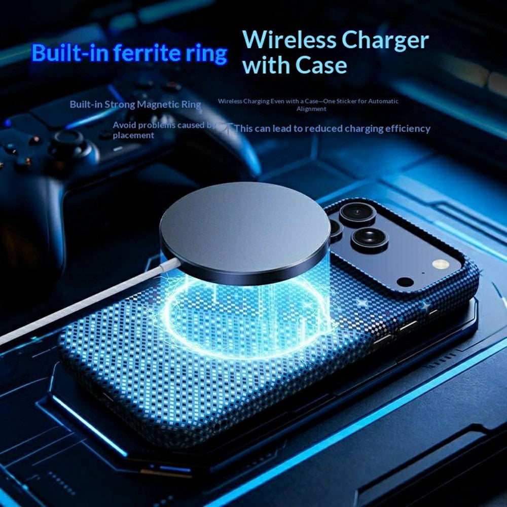 For iPhone 17 Pro Max Magnetic Case Pixel Grid Pattern Hard PC Shockproof Phone Cover
